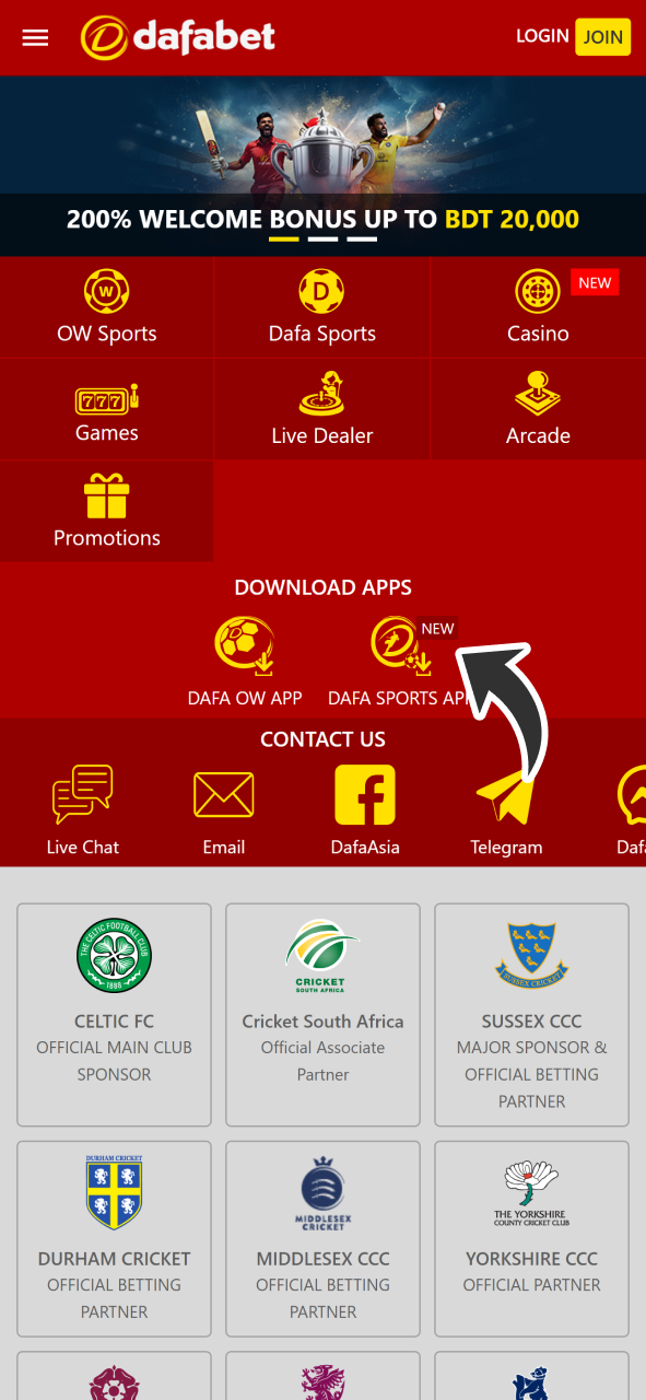 Select Dafabet app version and download it on your android.
