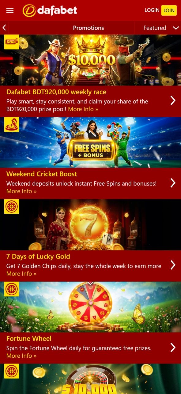 Check out new bonuses at Dafabet app promotion page.