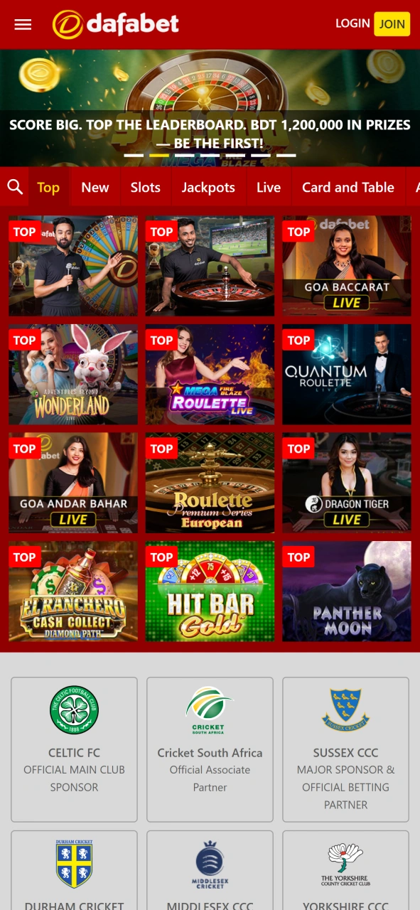 Try many different casino games at Dafabet app.