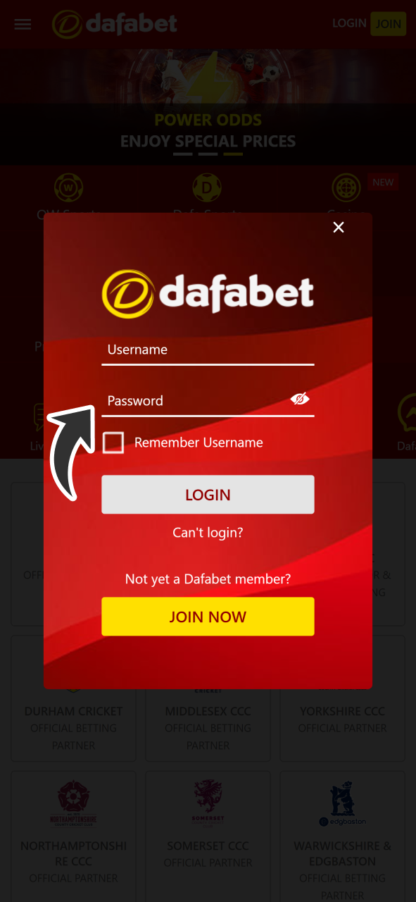 Login at Dafabet iOS app to start playing Aviator.