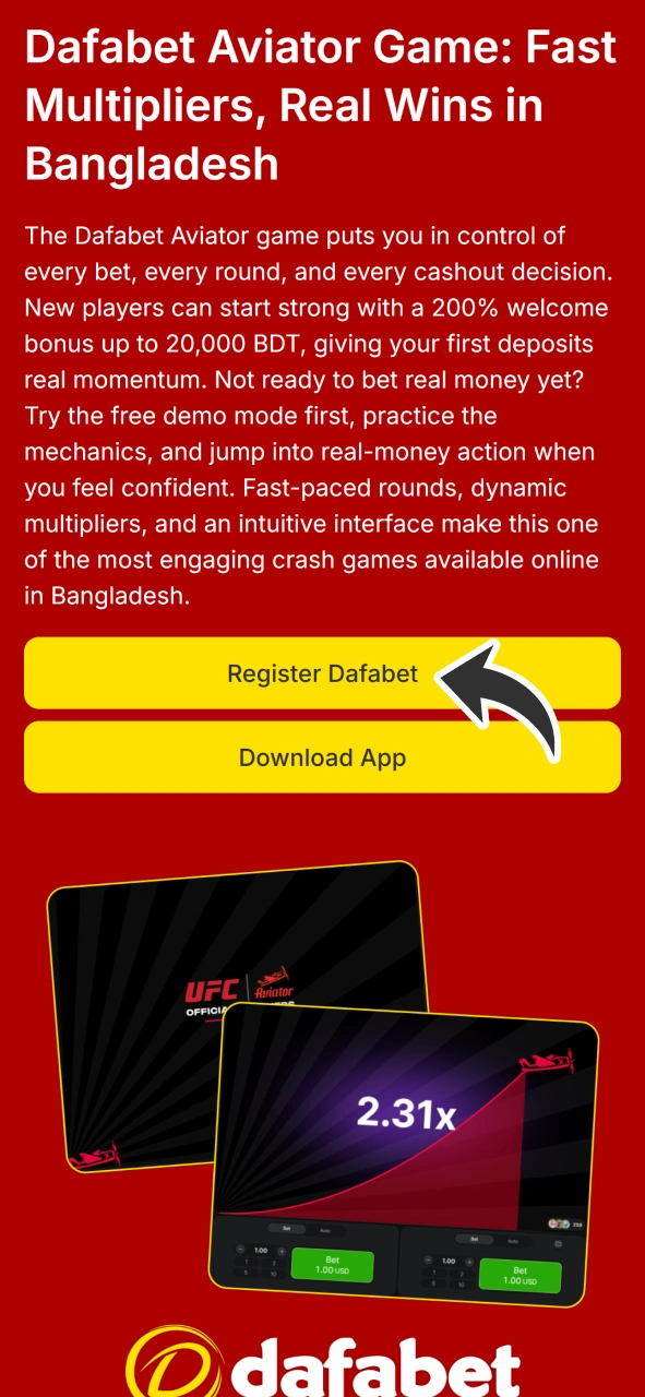 Join Dafabet for Aviator gaming by clicking this button.