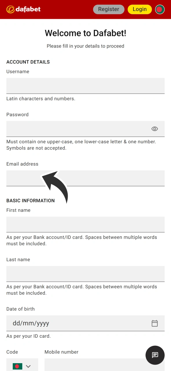 Register at Dafabet to start playing casino games.