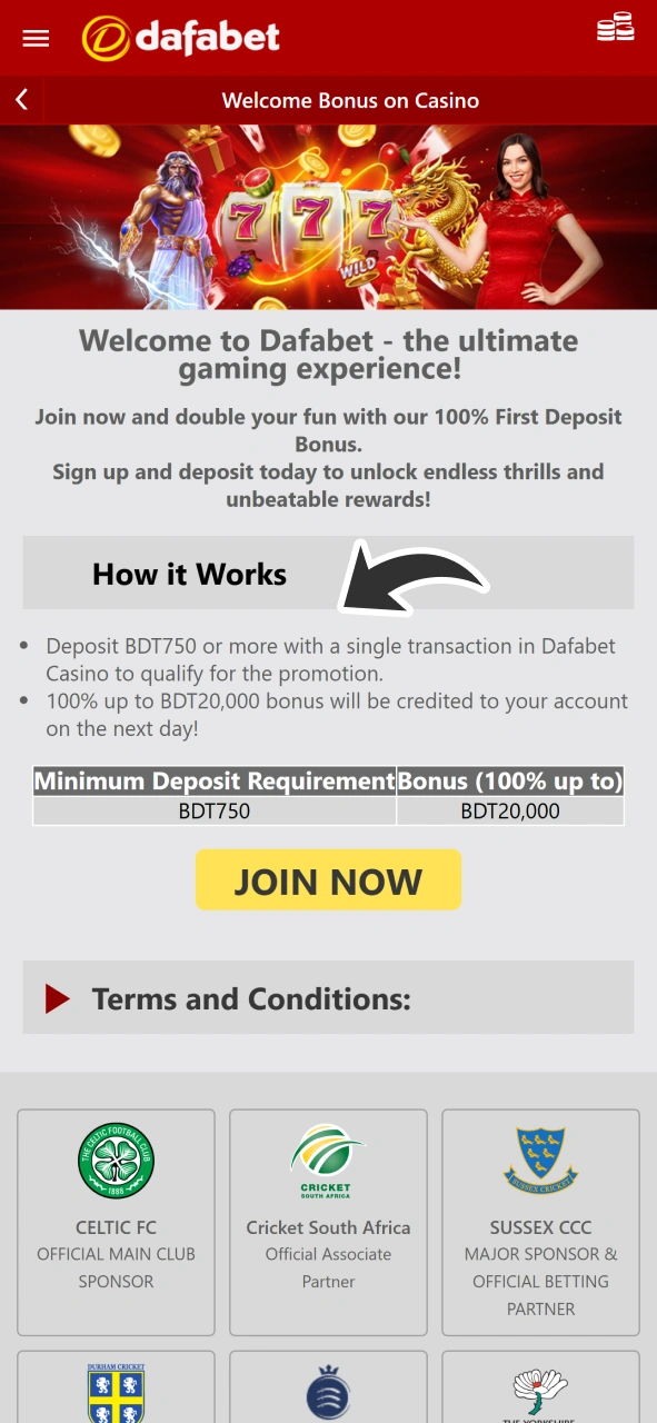 Claim live casino welcome bonus for extra rounds at Dafabet.