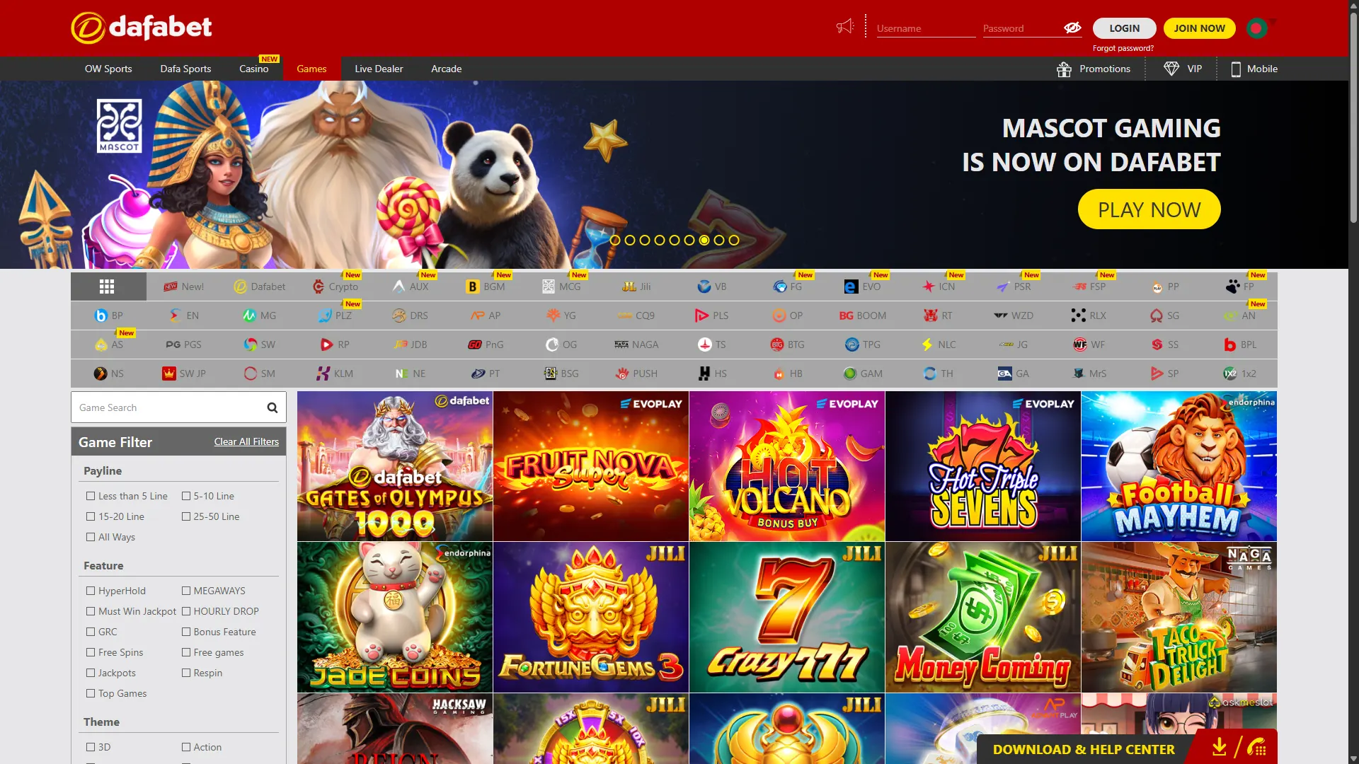 Play many different casino games at Dafabet casino section.