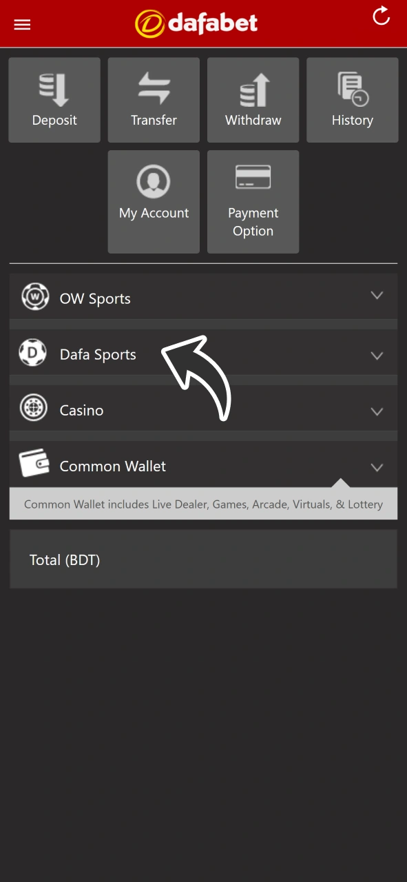 Look at your bonus balance at your Dafabet account cashier section.