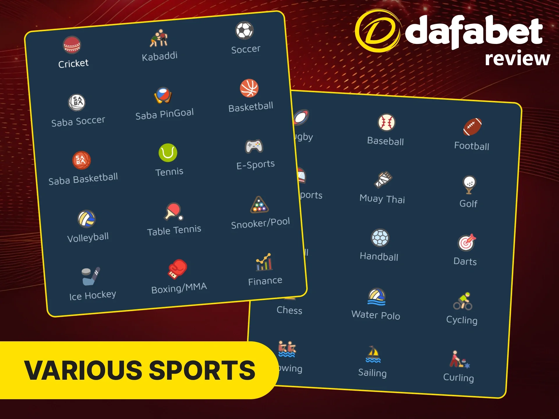 Bet on different sports at official Dafabet app.