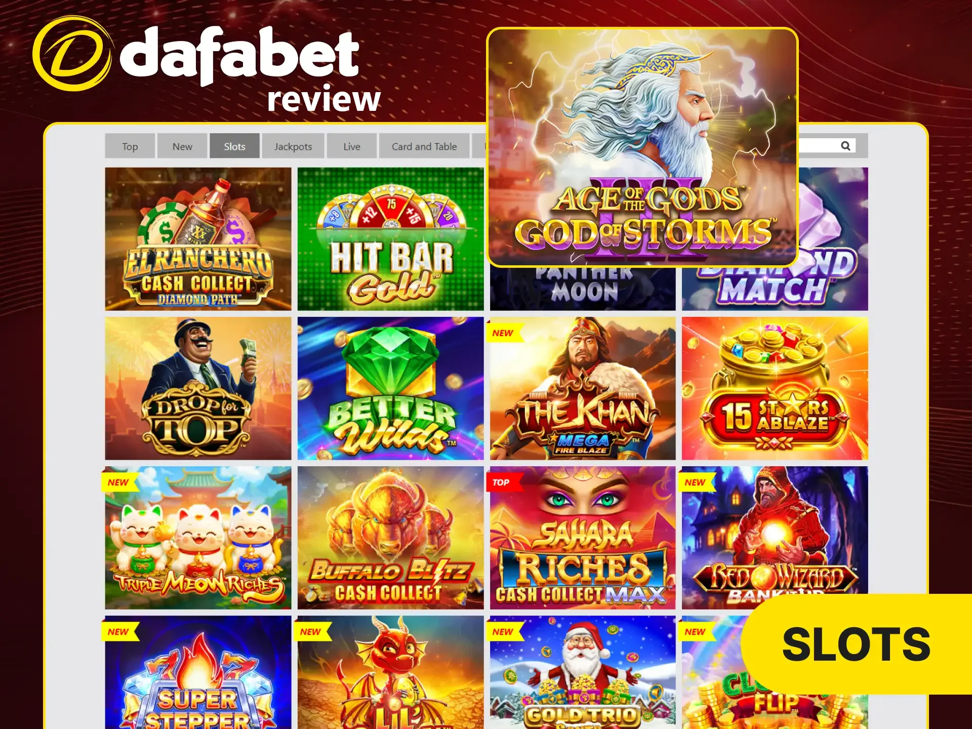 Try new slots and win big at Dafabet casino.