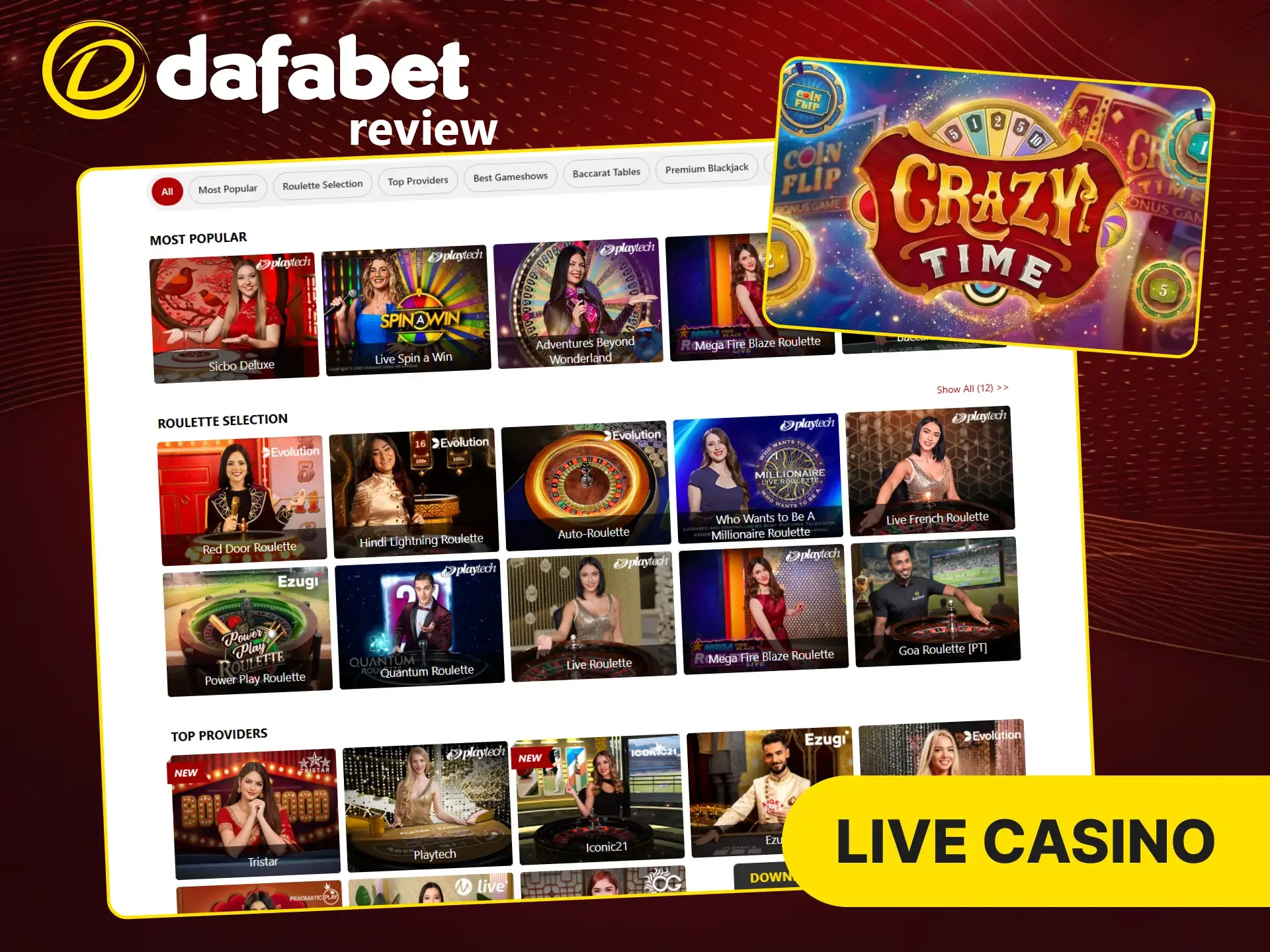 Play against live dealers at Dafabet live casino.